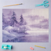 Papier Mousseline Découpage Paysage Neige Couverte Purples Blanc (Artisanat)