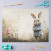 Papier Mousseline Découpage Paysage Rabbit en champ côté droit (Artisanat)