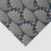 Papier Mousseline Découpage Peacock Art déco bleu et or (Détail)