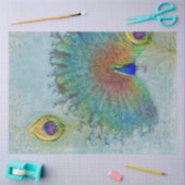 Papier Mousseline Découpage Peacock Dusty Bleu Turquoise Plumes Vint (Artisanat)