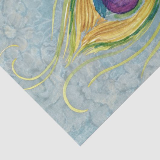 Papier Mousseline Découpage Peacock Dusty Bleu Turquoise Plumes Vint (Détail)