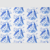 Papier Mousseline Découpage Peacocs bleu porcelaine (Recto)