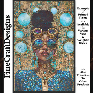 Papier Mousseline Découpage Peau foncée Femme Bleu Mosaïque Fausse 0