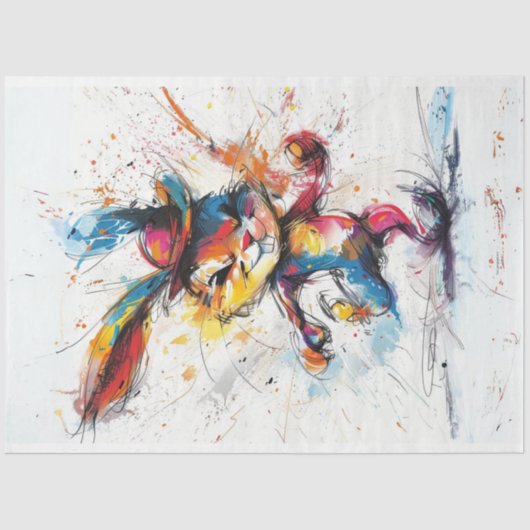 Papier Mousseline Découpage Peinture à l'éclaboussure lunaire lapin (Recto)