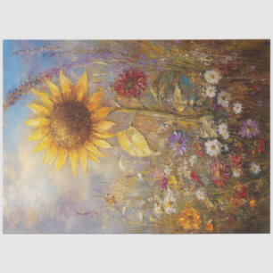 Papier Mousseline Découpage peinture à l'huile vive tournesol