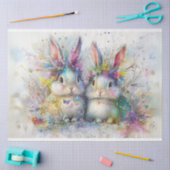 Papier Mousseline Découpage Peinture lunaire 2 lapins de Pâques (Artisanat)