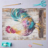 Papier Mousseline Découpage Peinture Oi Whimsical Rooster Rouge Turq (Artisanat)