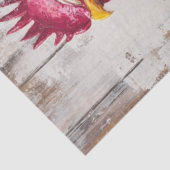 Papier Mousseline Découpage Peinture Oi Whimsical Rooster Rouge Turq (Détail)