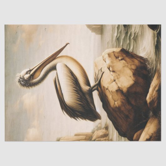 Papier Mousseline Découpage Pélican vintage (Recto)