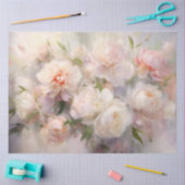 Papier Mousseline Découpage Peonies blanches et roses Peonies aquare (Artisanat)