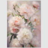Papier Mousseline Découpage Peonines blanches et roses Aquarelle Art (Recto)
