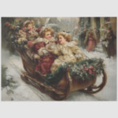 Papier Mousseline Découpage Père Noël Hiver Sleigh Ride Scène (Recto)