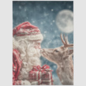 Papier Mousseline Découpage Père Noël Renne Nez à Nez Lune (Recto)