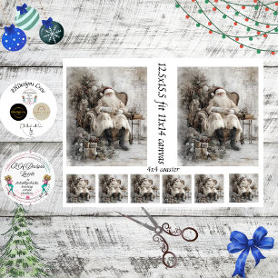 Papier Mousseline Découpage Père Noël Vintage Scrapbooking Toile 11x