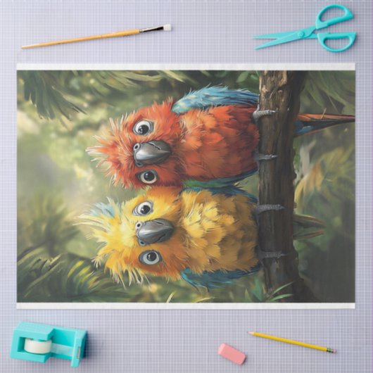 Papier Mousseline Découpage Perroquets de conure fantaisie (Artisanat)