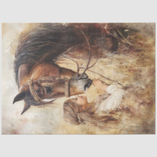Papier Mousseline Découpage Petite fille et son cheval