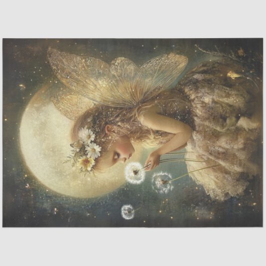 Papier Mousseline Découpage Petite fille Fée Lune Cadre de nuit (Recto)