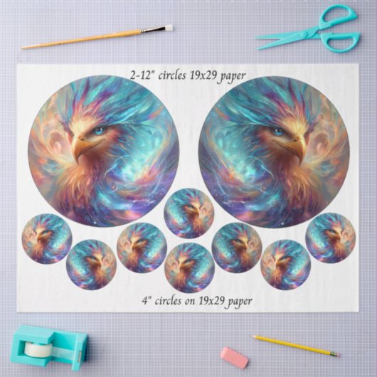Papier Mousseline Decoupage Phoenix Art 12" rounds & 4" coasters (Artisanat)
