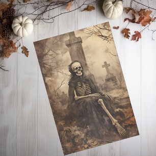 Papier Mousseline Découpage photo squelette vintage