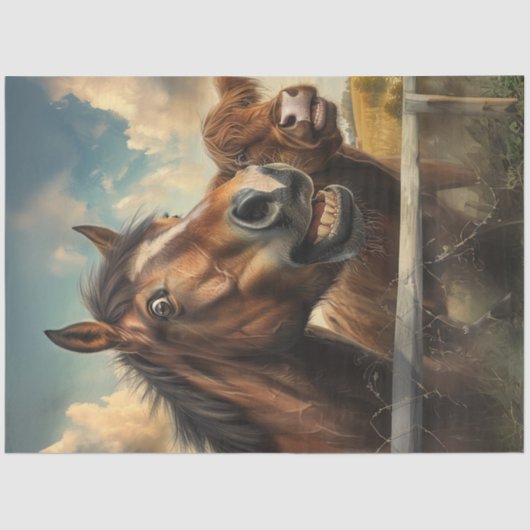 Papier Mousseline Découpage Photo Whimsical Drôle Cheval Visage (Recto)