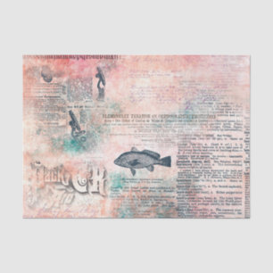 Papier Mousseline Découpage Pink Vintage journal antique