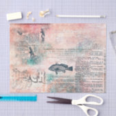 Papier Mousseline Découpage Pink Vintage journal antique