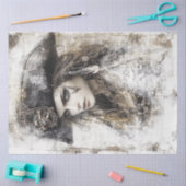 Papier Mousseline Découpage Pirate Lady Pirate Casquette Sketch (Artisanat)