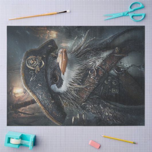 Papier Mousseline Découpage Pirate Penguin en mer (Artisanat)