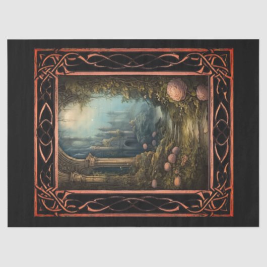 Papier Mousseline Découpage Pittoresque de fleurs gothiques encadrée (Recto)