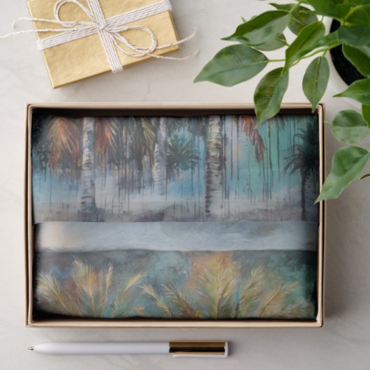 Papier Mousseline Découpage plage de palmiers Abstraits (Cadeau)