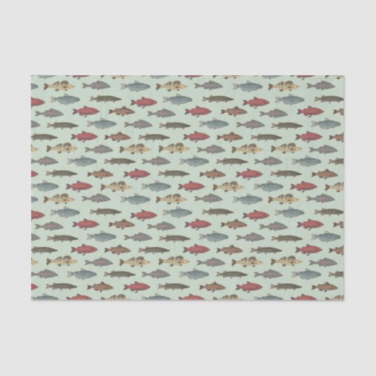 Papier Mousseline Découpage Poisson Pêche Green Anniversaire (Recto)