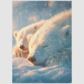 Papier Mousseline Decoupage Polar Bear Winter Scene Sleeping  (Recto)