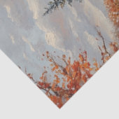 Papier Mousseline Découpage Pont couvert rouge Scène hivernale (Détail)