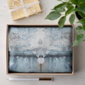 Papier Mousseline Découpage Porte Patinée Bleue Défilement (Cadeau)