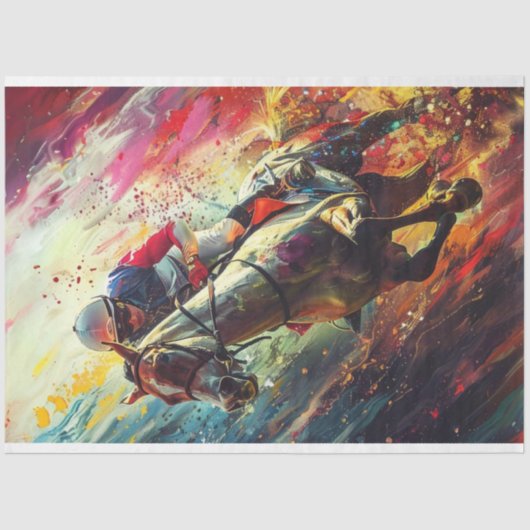 Papier Mousseline Découpage Portrait Abstrait Jockey Horse Rider (Recto)