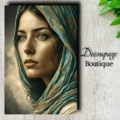 Papier Mousseline Découpage Portrait Turquoise