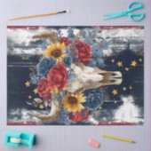 Papier Mousseline Découpage Portrait Vibrant Crâne motifs floraux (Artisanat)