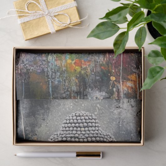 Papier Mousseline Découpage Pose Bouddha Abstrait (Cadeau)