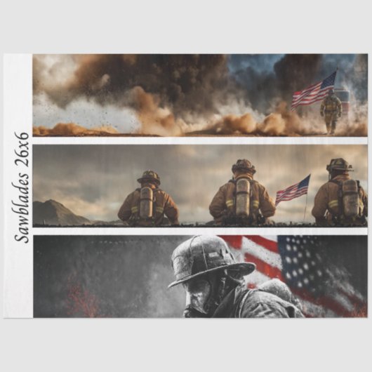 Papier Mousseline Decoupage Proud Firefighters American Flag  (Recto)