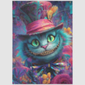 Papier Mousseline Decoupage Psychedelic Cheshire Cat Fantasy Art (Recto)