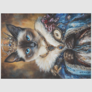 Papier Mousseline Découpage Queen Siamese Chat