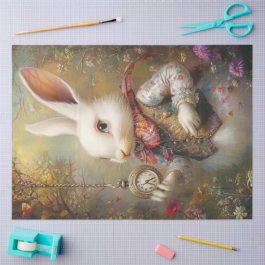 Papier Mousseline Découpage Rabbit Alice's Adventures Wonderland (Artisanat)