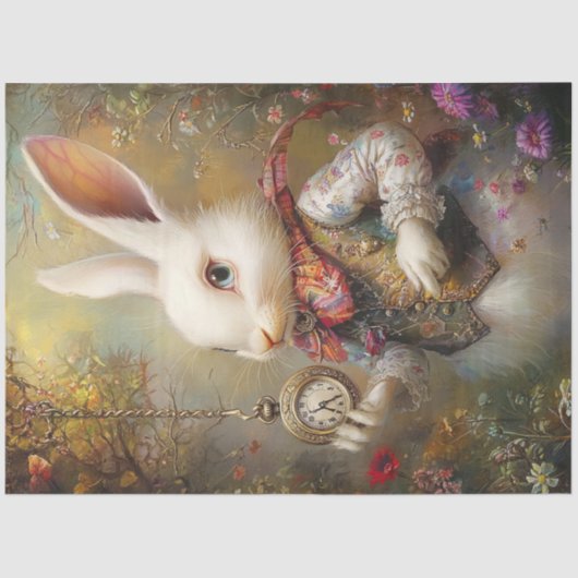 Papier Mousseline Découpage Rabbit Alice's Adventures Wonderland (Recto)