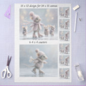 Papier Mousseline Decoupage Rabbit Skating 11x14 Canvas Coasters  (Artisanat)