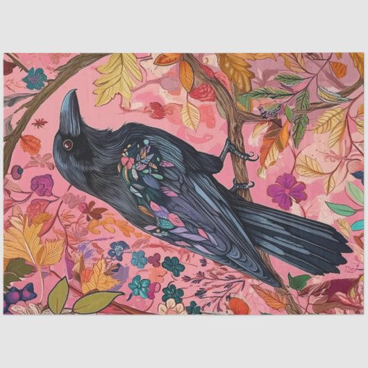 PAPIER MOUSSELINE DÉCOUPAGE RAVEN ENCHANTÉ (Recto)