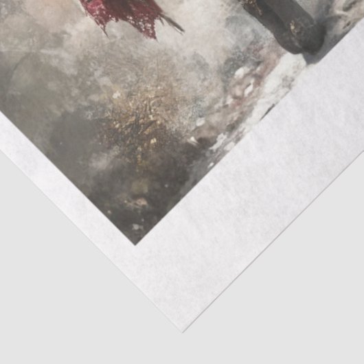 Papier Mousseline Decoupage Red Faries to fit 11 x 14 Canvas  (Détail)