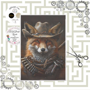 Papier Mousseline Découpage Red Fox Steampunk Bandito