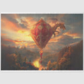 Papier Mousseline Découpage Red Hot Air Balloon & Dragon (Recto)