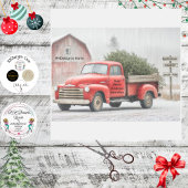 Papier Mousseline Decoupage Red Truck & Barn Farm Winter Scene