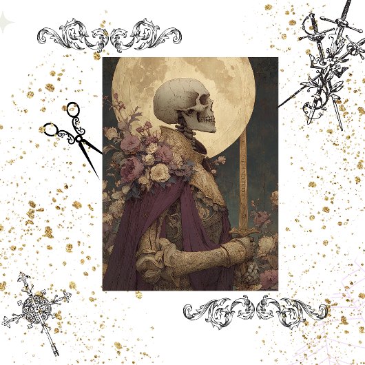 Papier Mousseline Découpage Regal King Skeleton Élégance gothique